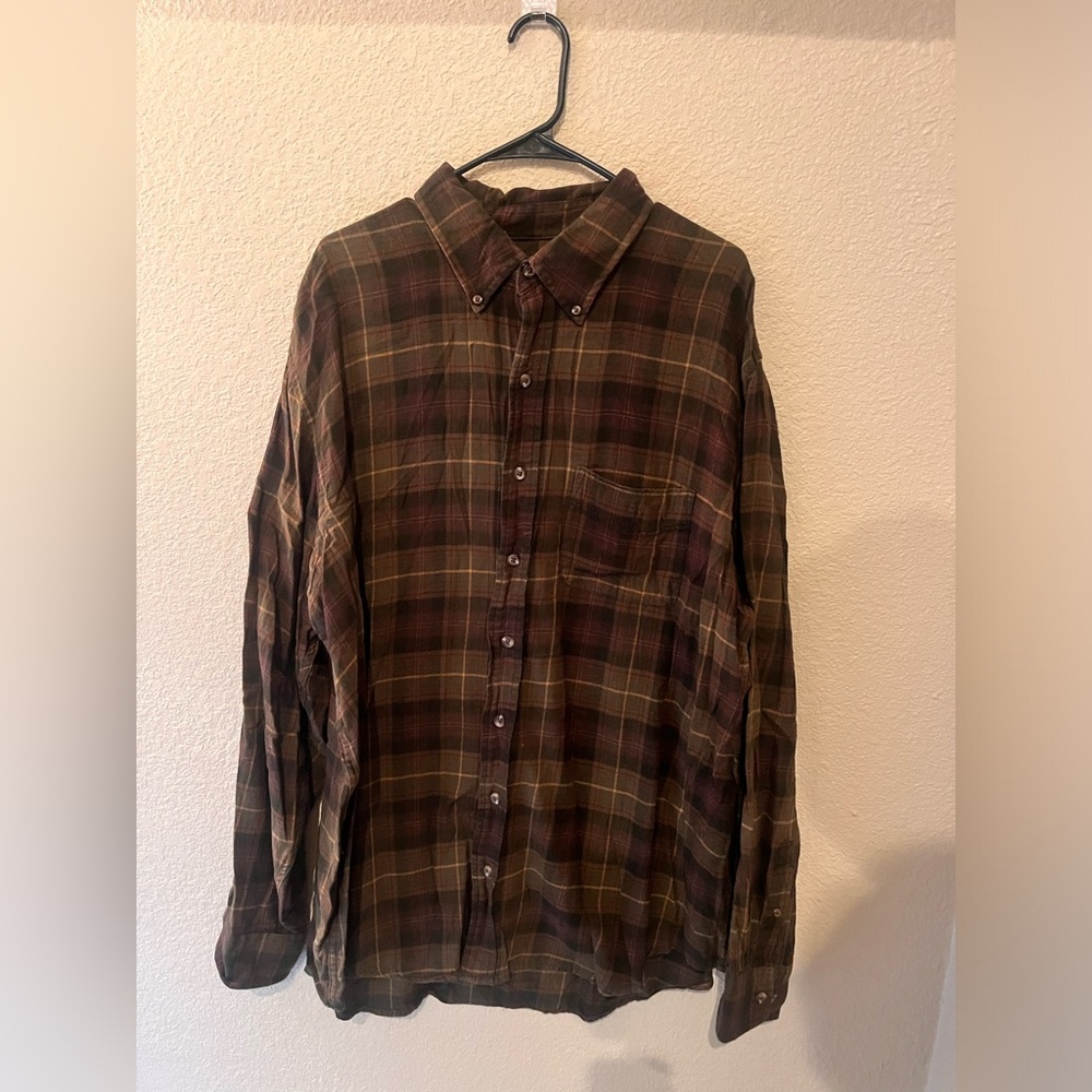 Dark green plaid button down shirt size 2X